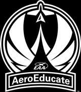 White AeroEducate Logo with Black Background