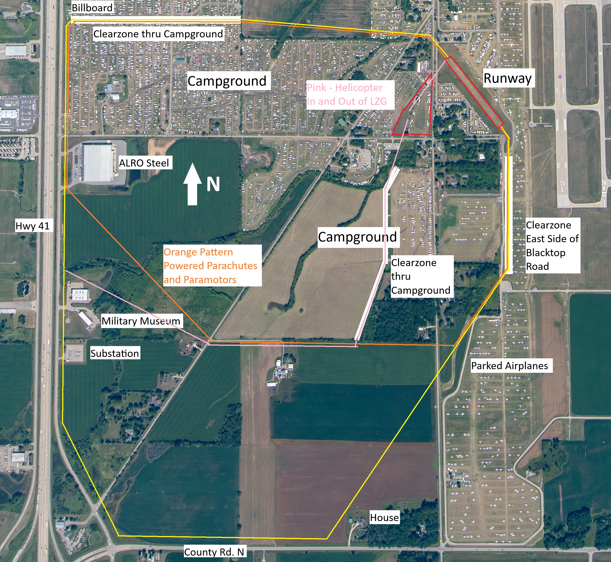 eaa airventure ultralight arrival pattern aerial image