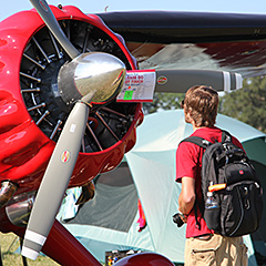 Red vintage airplane