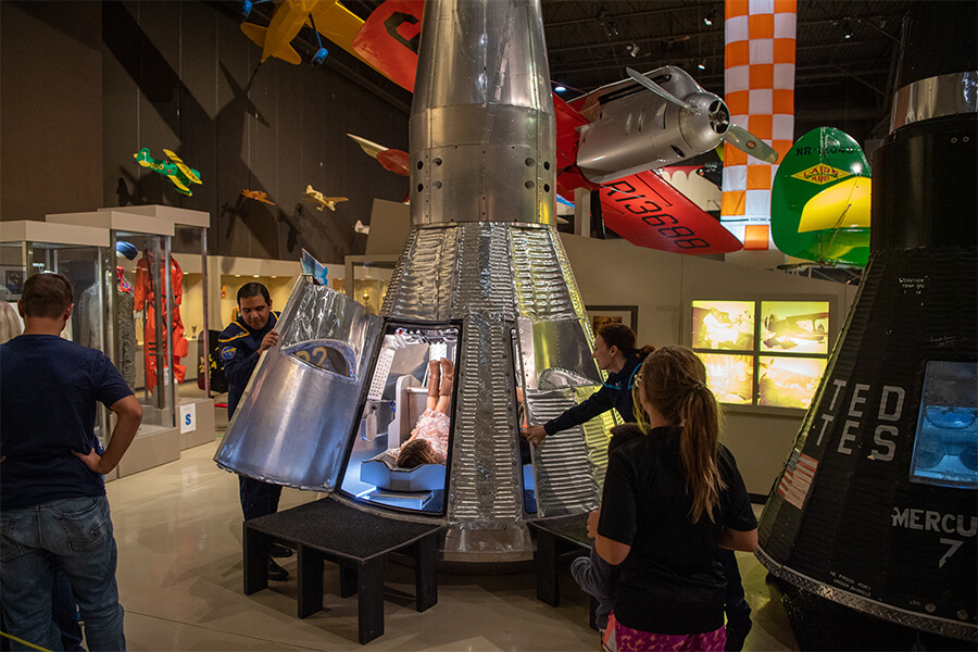 Kids in Gemini Capsule at Space Day during EAA Aviation Museum 