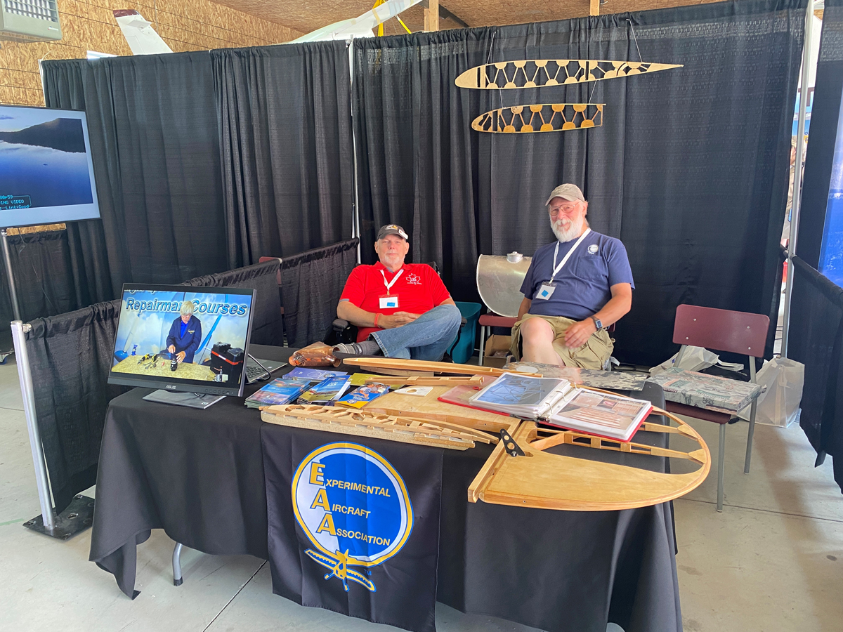 EAA's booth with Mark Richardson (left, president of EAA Chapter 245 in Ottawa and Philip Johnson, membership and webmaster at the same chapter 