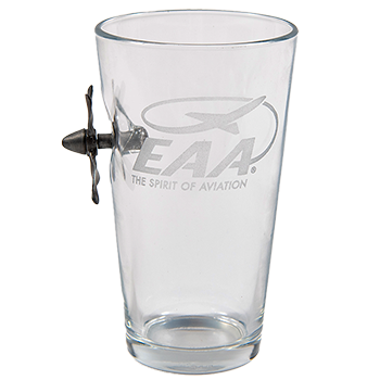 eaa benshot glass 12ounce glass with plane propeller and eaa logo