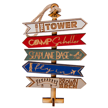 aviation themed directional wood sign