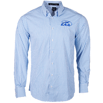 checkered long sleeve button down shirt with eaa logo