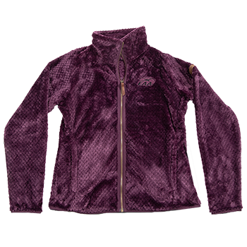 womens burgundy full zip fleece jacket with eaa logo