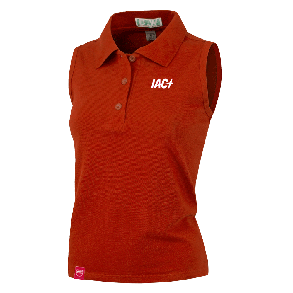 Red IAC Sleeveless Polo Shirt