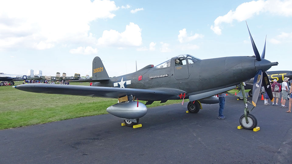 John Bagley’s P-63 at AirVenture 2017 shows the contours of its laminar-flow airfoil. Masterful restorations like this include details of drop-tank mounts, which were once common but are now scarce. (Photo by Frederick A. Johnsen)